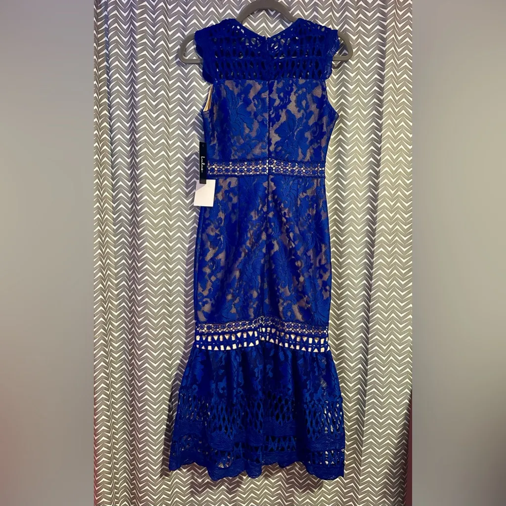 NWT Lulus | Charlee Royal Blue Lace Sleeveless Midi Dress, Size S - Image 8