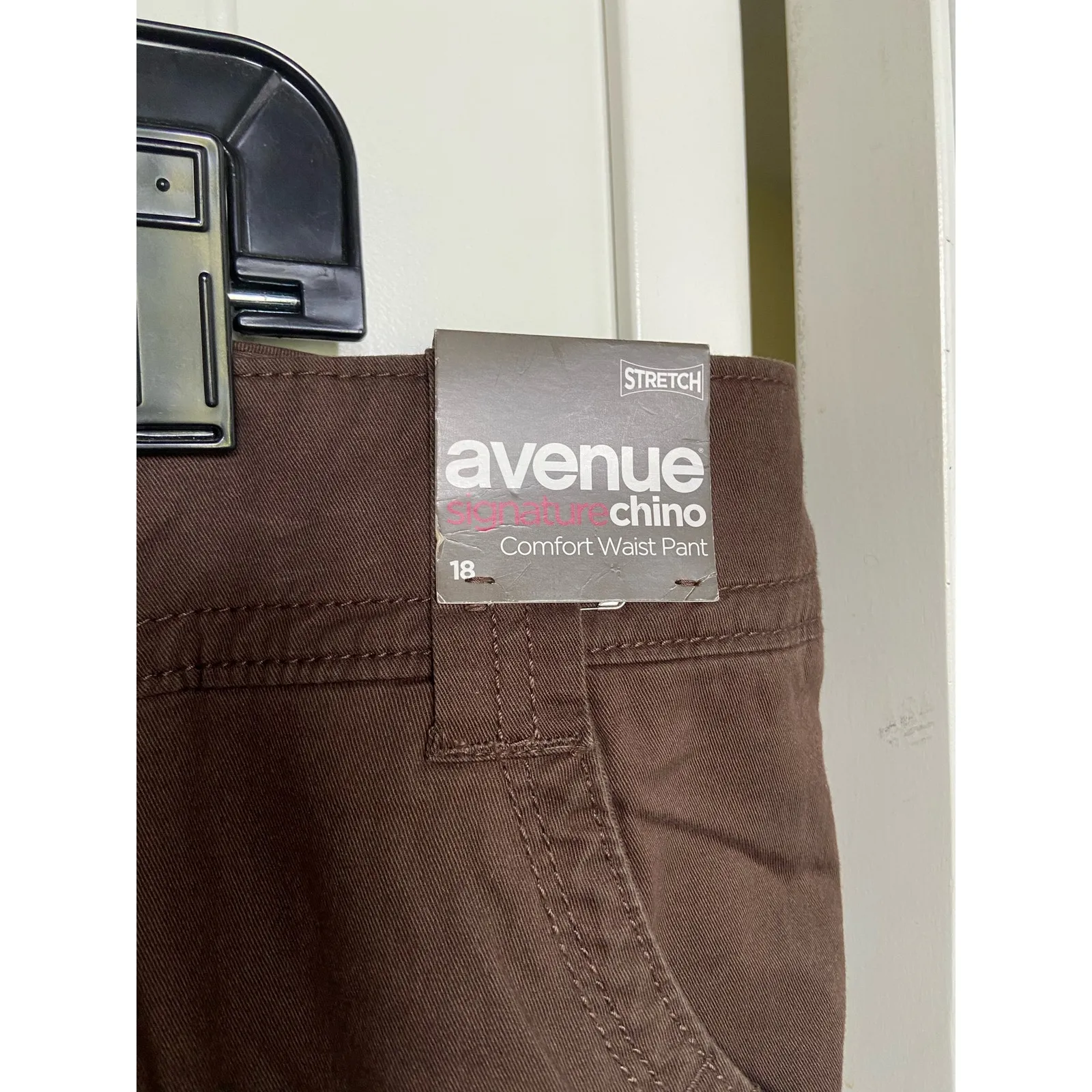 Avenue Womens Pants Size 18‎ Comfort Waist Signature Chino Chinos Brown NEW - Image 5