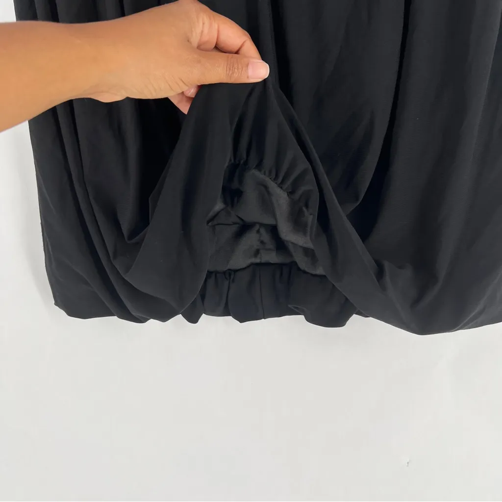 Jessica McClintock Gunne Sax Black Purple Lace‎ Satin Bow Bubble Hem Mini Dress - Image 5