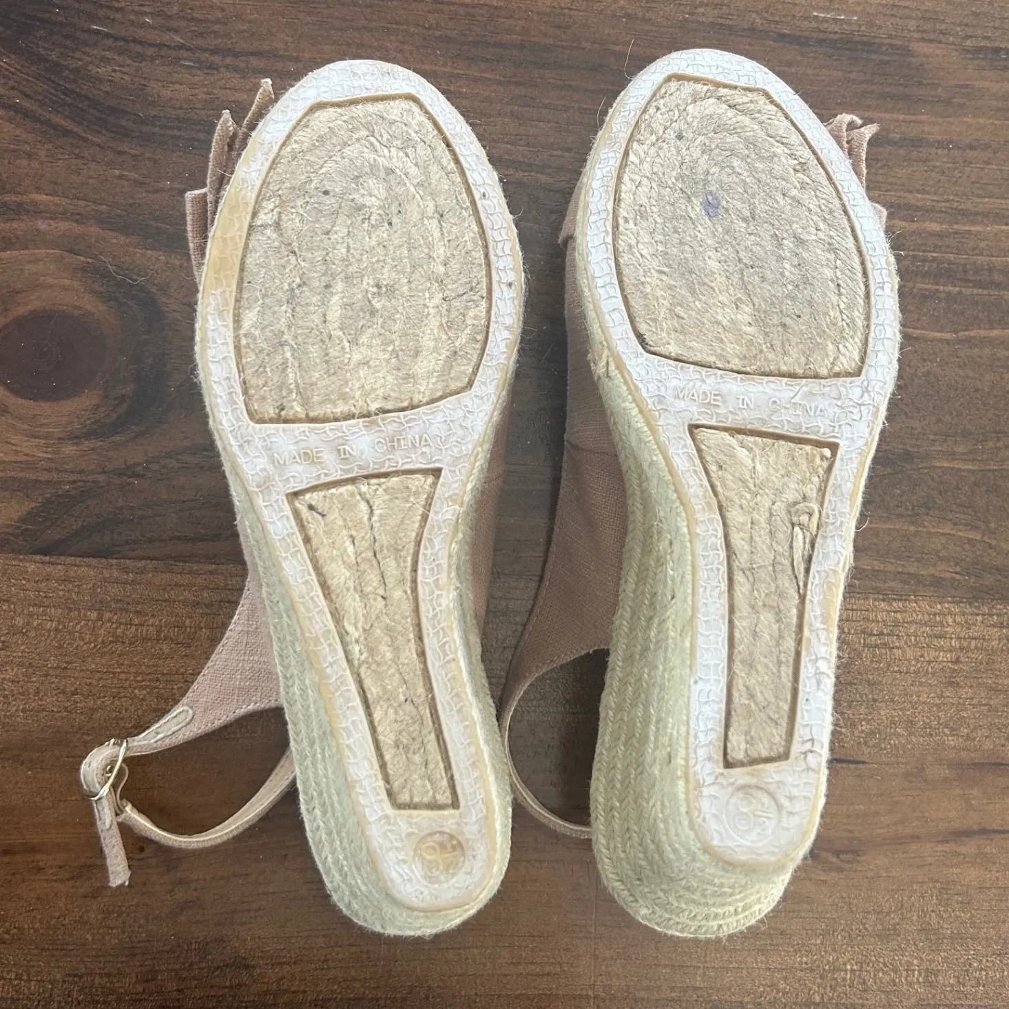 Talbots Collection Linen Bow Wedge Espadrille Sandal Peep Toe Slingback Shoe 8.5 - Image 5