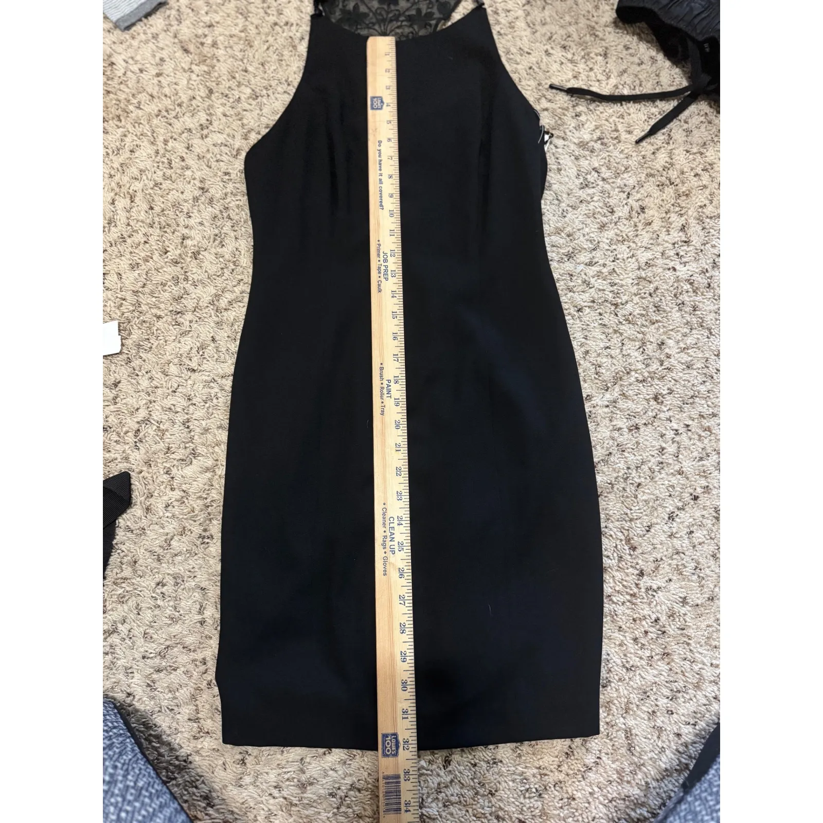 Carmen Marc Valvo Black Beaded Lace Open !Back Neck Halter Dress NWT Size 6 - Image 9