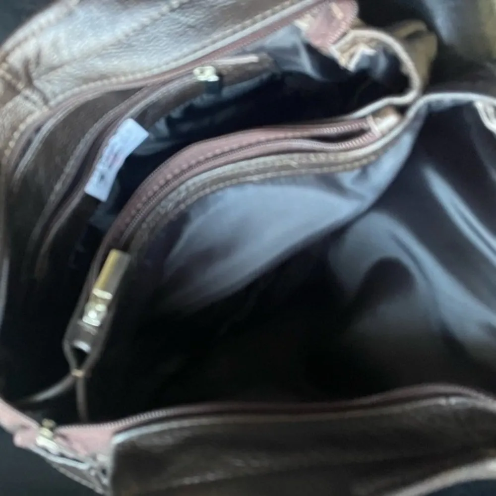 Vintage Pebbled Leather Crossbody Bag Espresso Brown 70s Boho Bohemian Purse - Image 8