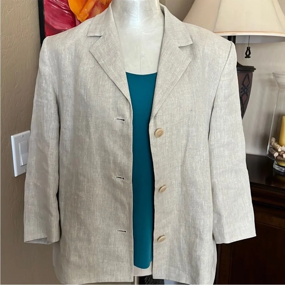 Talbots Irish Linen Blazer Khaki Size 8 - Image 5