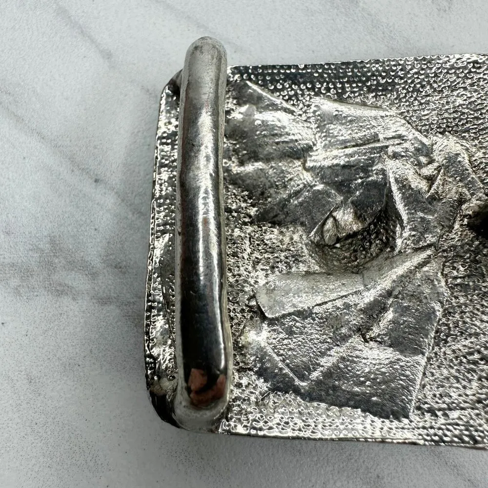 Faux Turquoise Studded Silver Tone Belt Buckle - Image 8