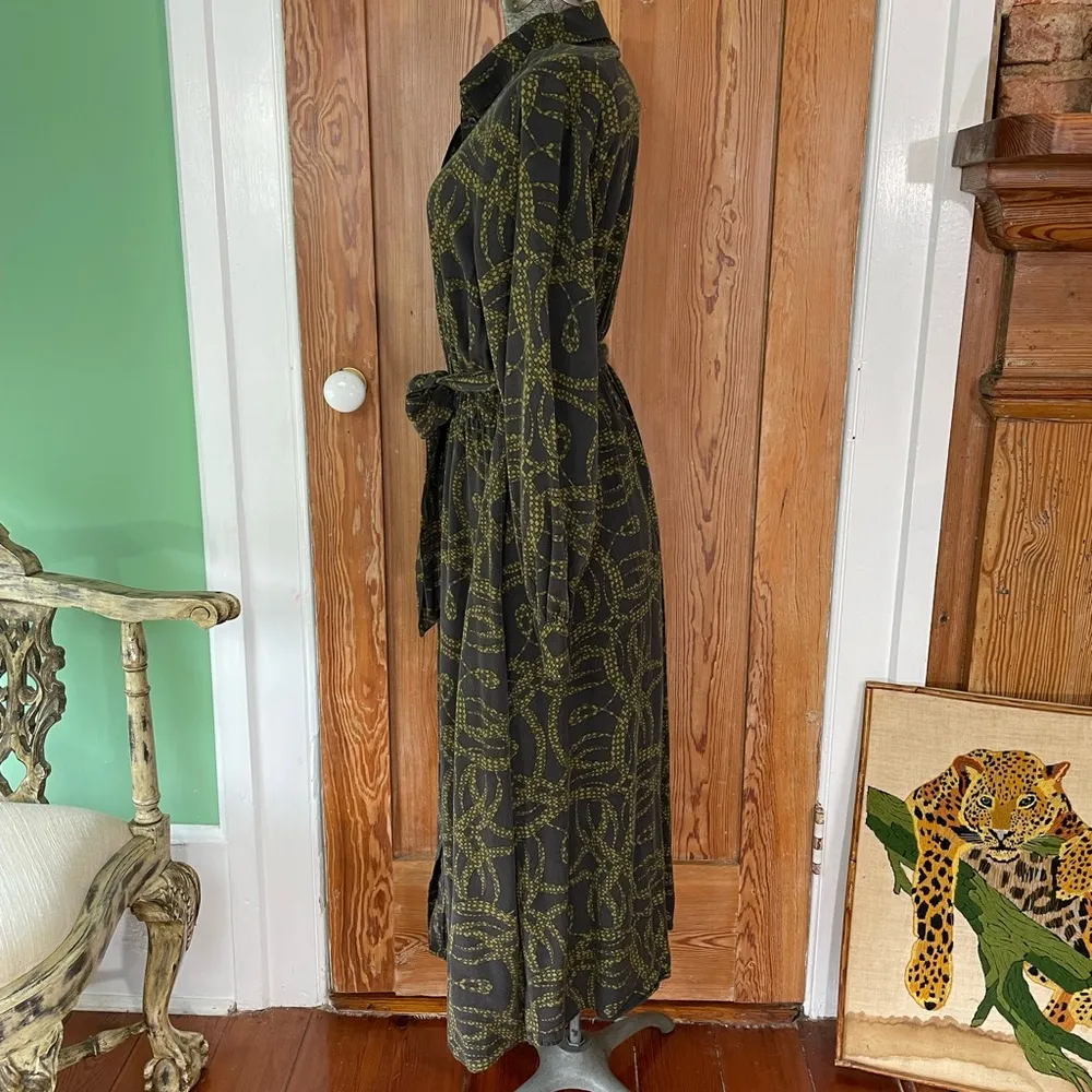 Richard Allan X H&M Brown & Green Mosaic Print Button Up Shirt Dress - Sz 8 - Image 7