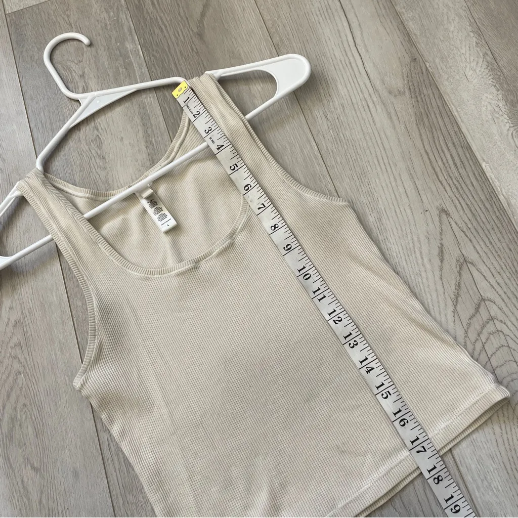 Skims Tank Top square neck ribbed crop womens Cream (large) minimalist going out - Image 5