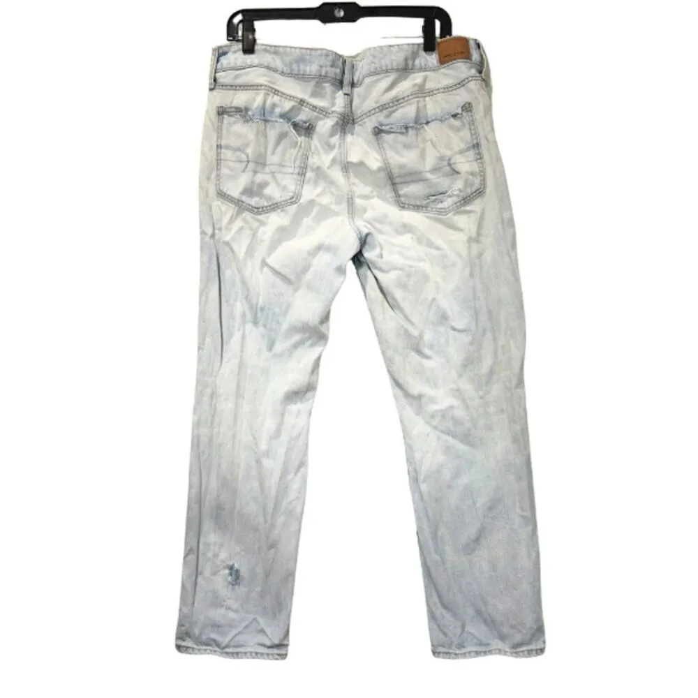 AMERICAN EAGLE Women's Acid Wash High-Rise Ripped Tom Girl Jeans Sz 14 - Image 3