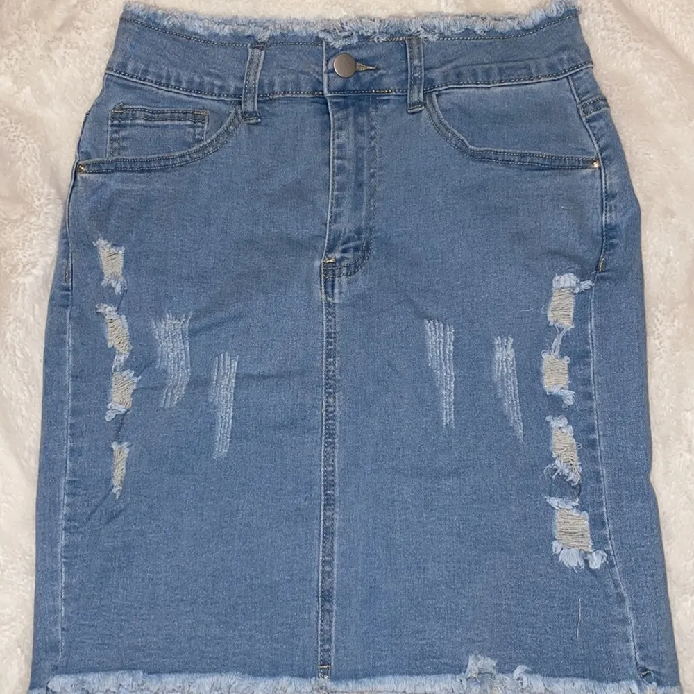 Distressed Denim Skirt - Image 9