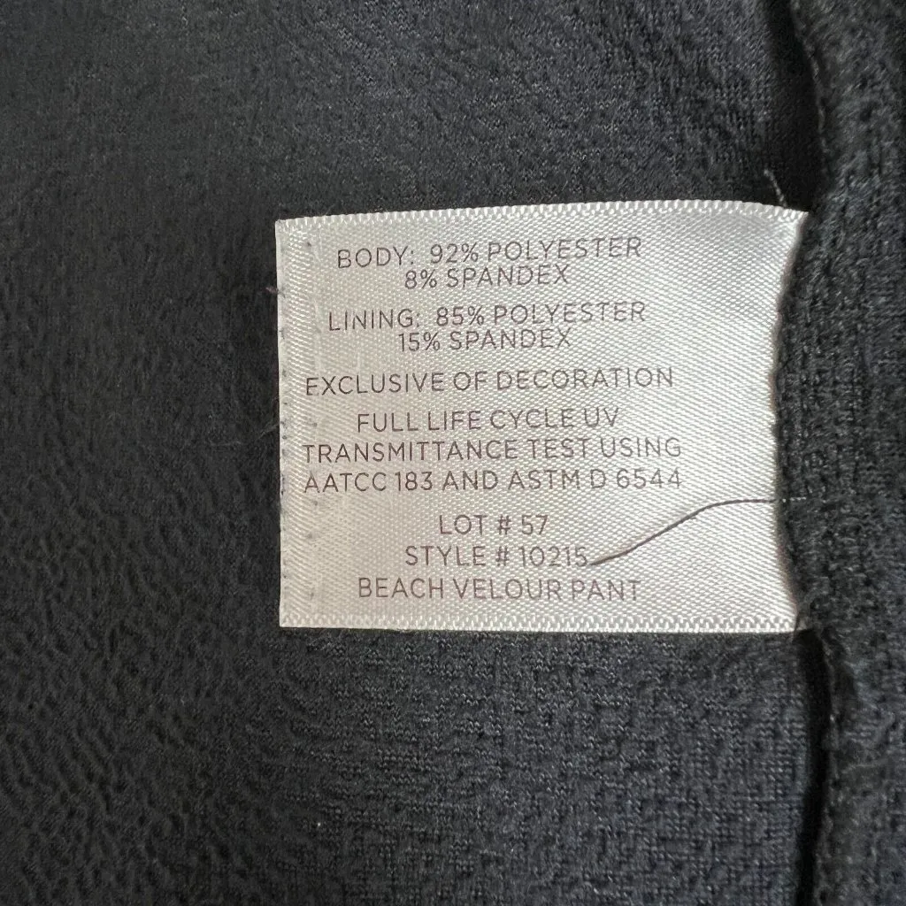 Coolibar Beach Velour Pants Women Small Black Pull On Drawstring UPF 50 Wide Leg - Image 12