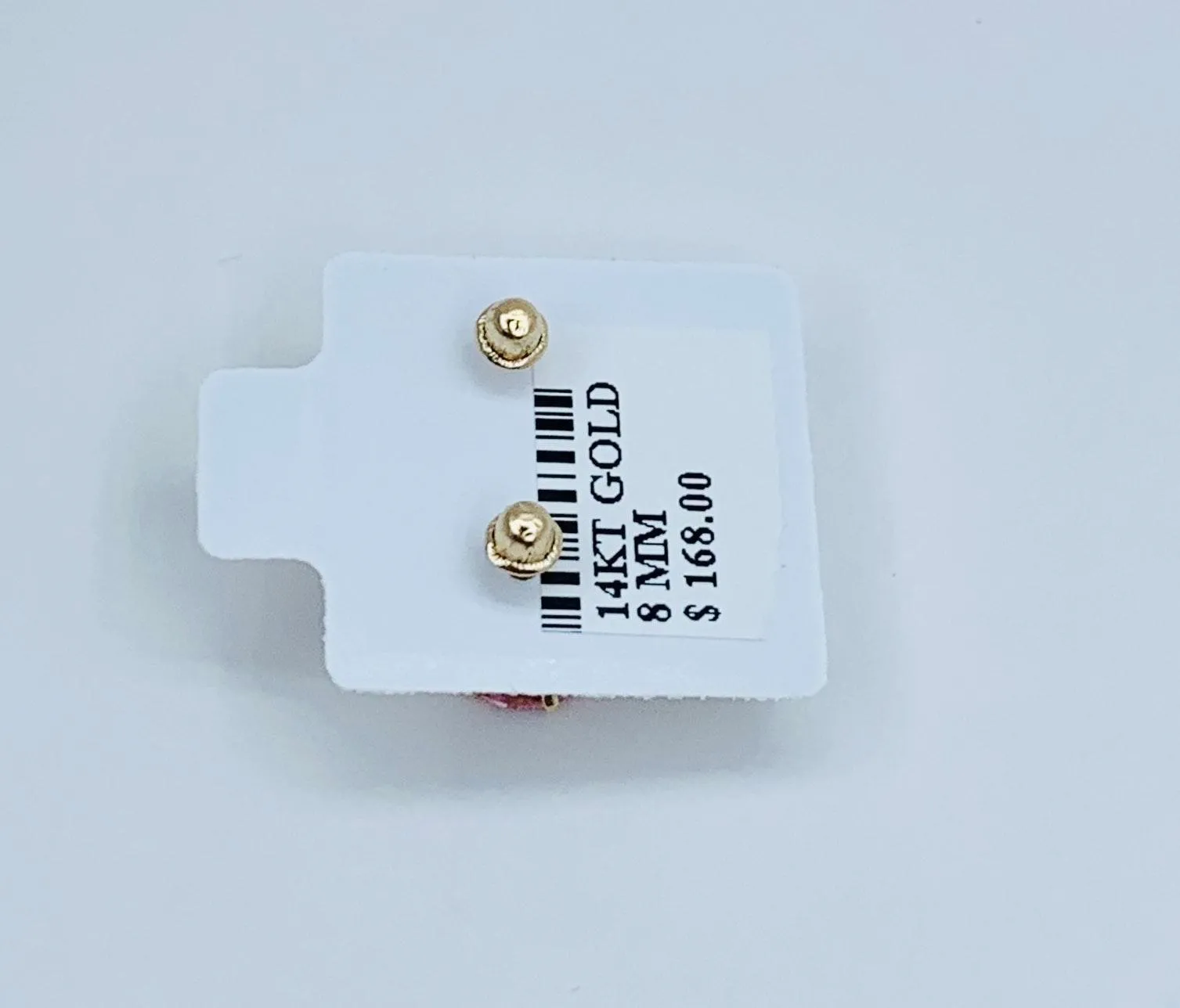 ❤️ 14k solid Gold Pink color earrings studs ❤️ 8mm cubic zirconia ❤️ Aretes Rosa en oro de 14 kilates - Image 4