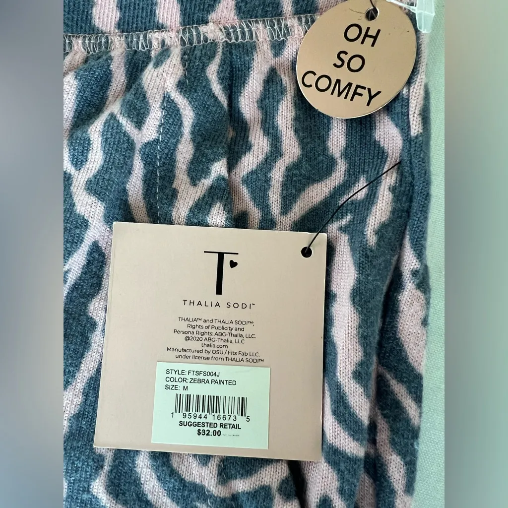 Thalia Sodi Lounge Pants Women’s Sz Medium Pink Gray Zebra Drawstring NWT Comfy - Image 3