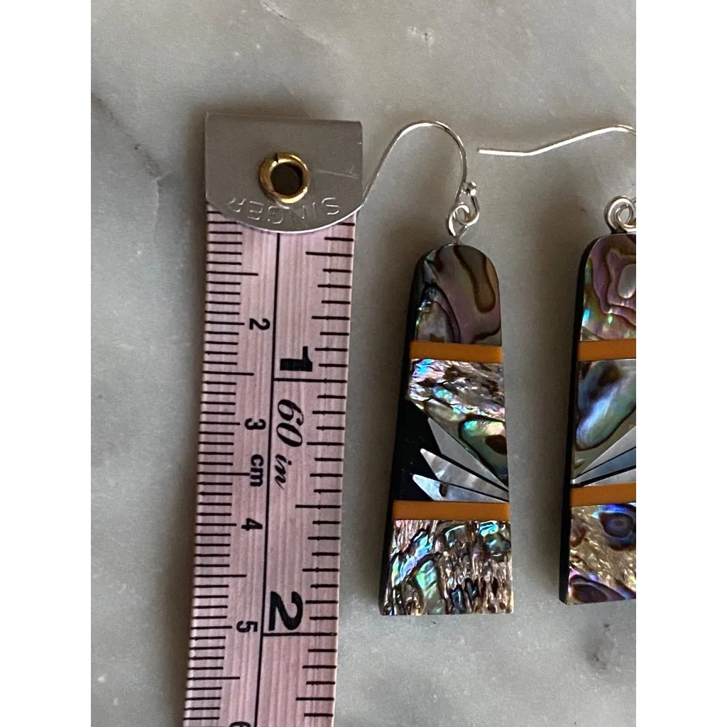 NEW Abalone Shell Mosaic Drop Earrings - Image 3