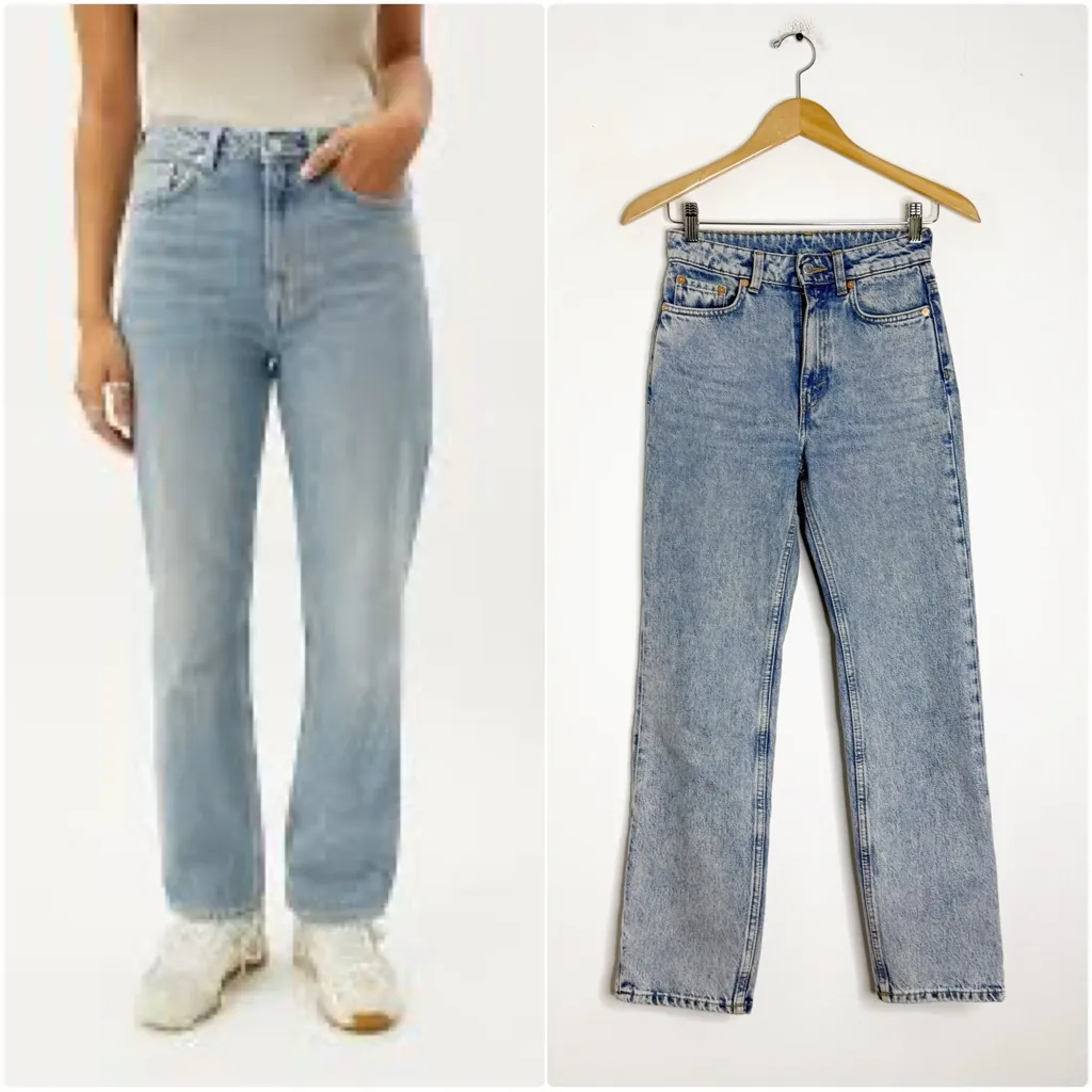 Weekday Voyager High Rise Straight Jeans 24 x 28 Light Wash ASOS - Image 2