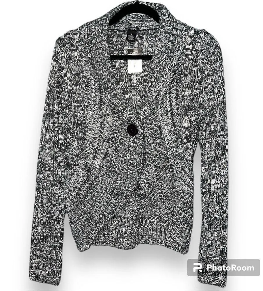 Rue21 size small grey one button cocoon cardigan long sleeve scooped side design - Image 11