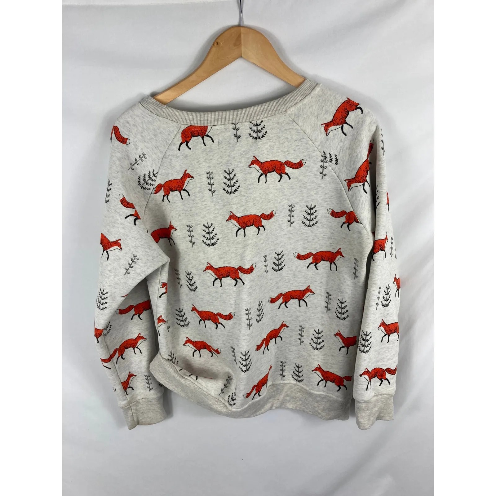 Love Kuza Cozy Fleece Fox Patterned Sweatshirt Size Large Gray - Image 6