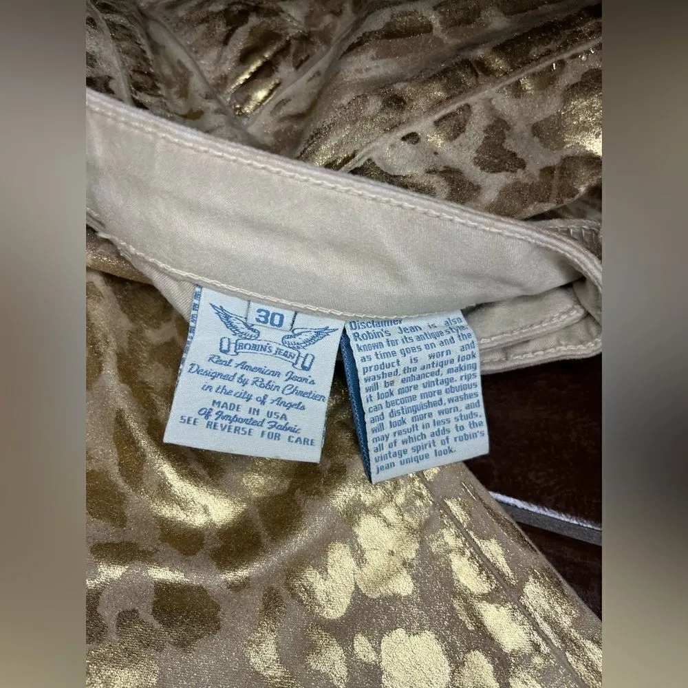 Robin’s Jeans gold on gold Animal print jeans sz 30 - Image 4