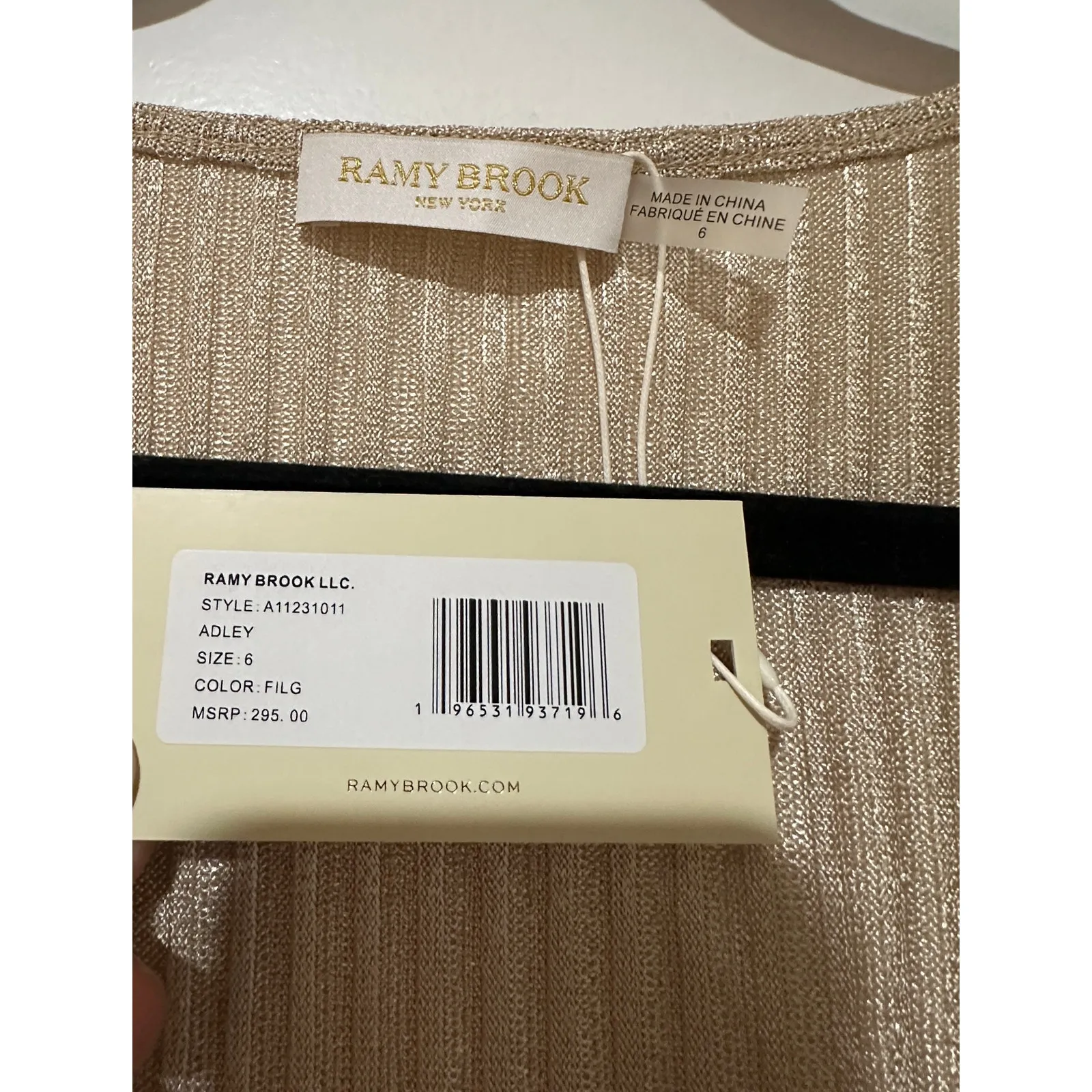 Ramy Brook Adley Metallic Stripe Knotted Top Soft Gold Foil Size 6 NWT Chic Glam - Image 7
