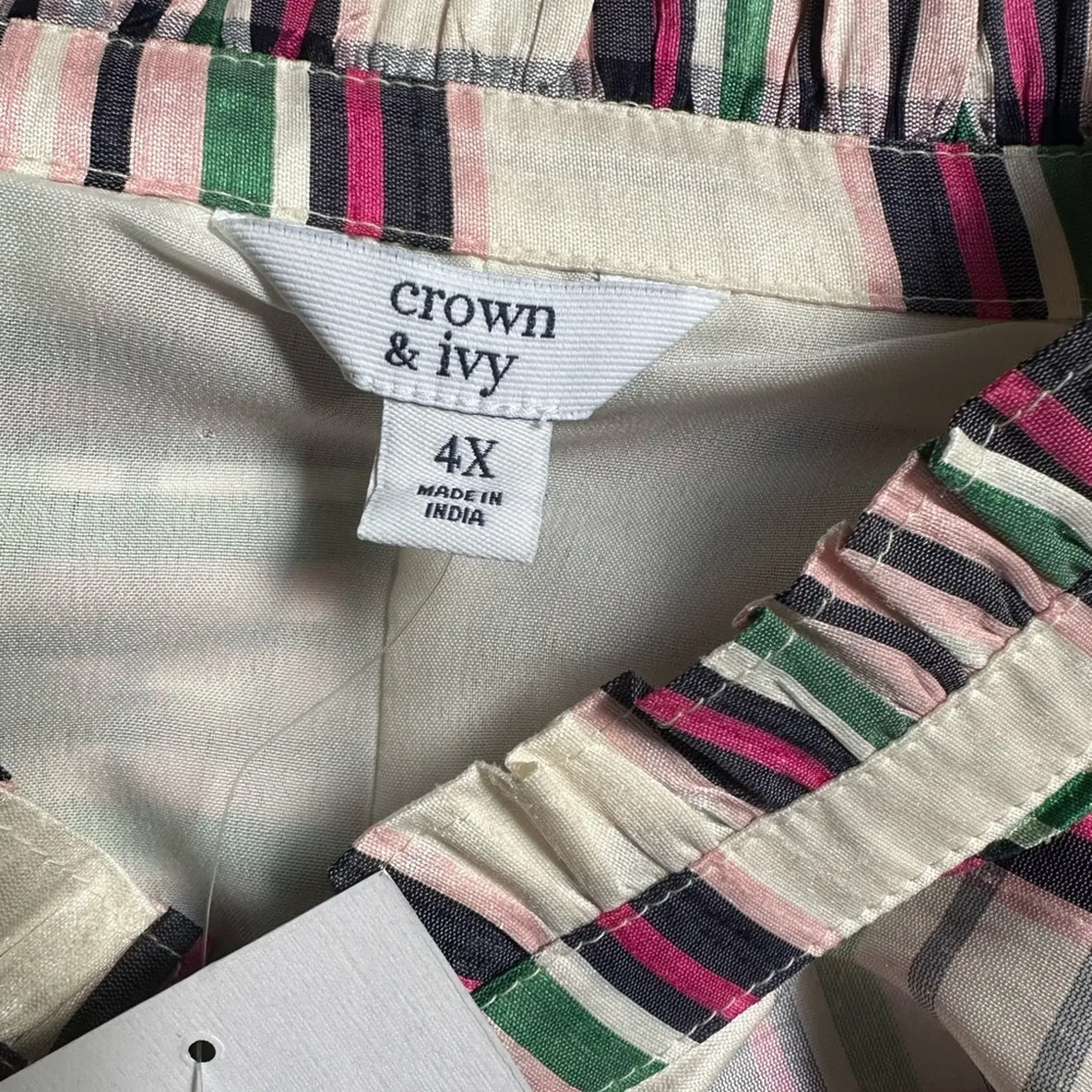 NEW Crown & Ivy Plaid Holiday Top 3/4 Sleeve Blouse Christmas Lined Preppy 4X - Image 3