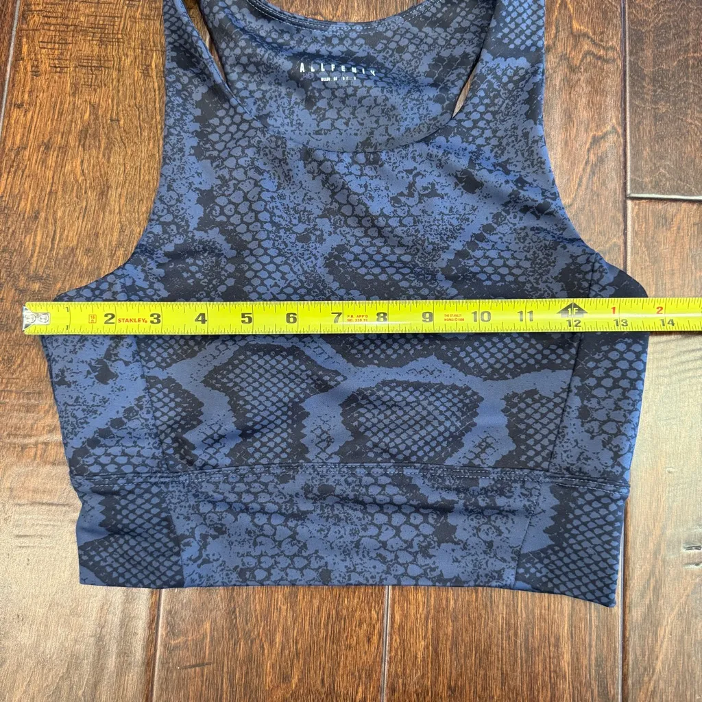All Fenix Women's L Large Blue Gray Snake Print Long‎ Line Sports Bra Top - Image 9