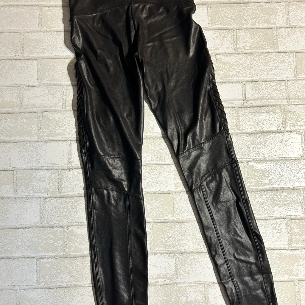 SPANX Black Moto Faux Leather Leggings - Image 6