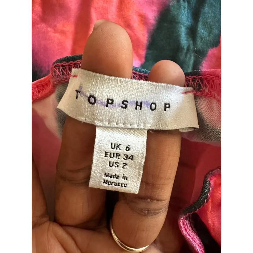 Topshop Blurred Poppy Satin Skirt Floral Print Midi Sz 2 Stretchy Waist NWOT - Image 5