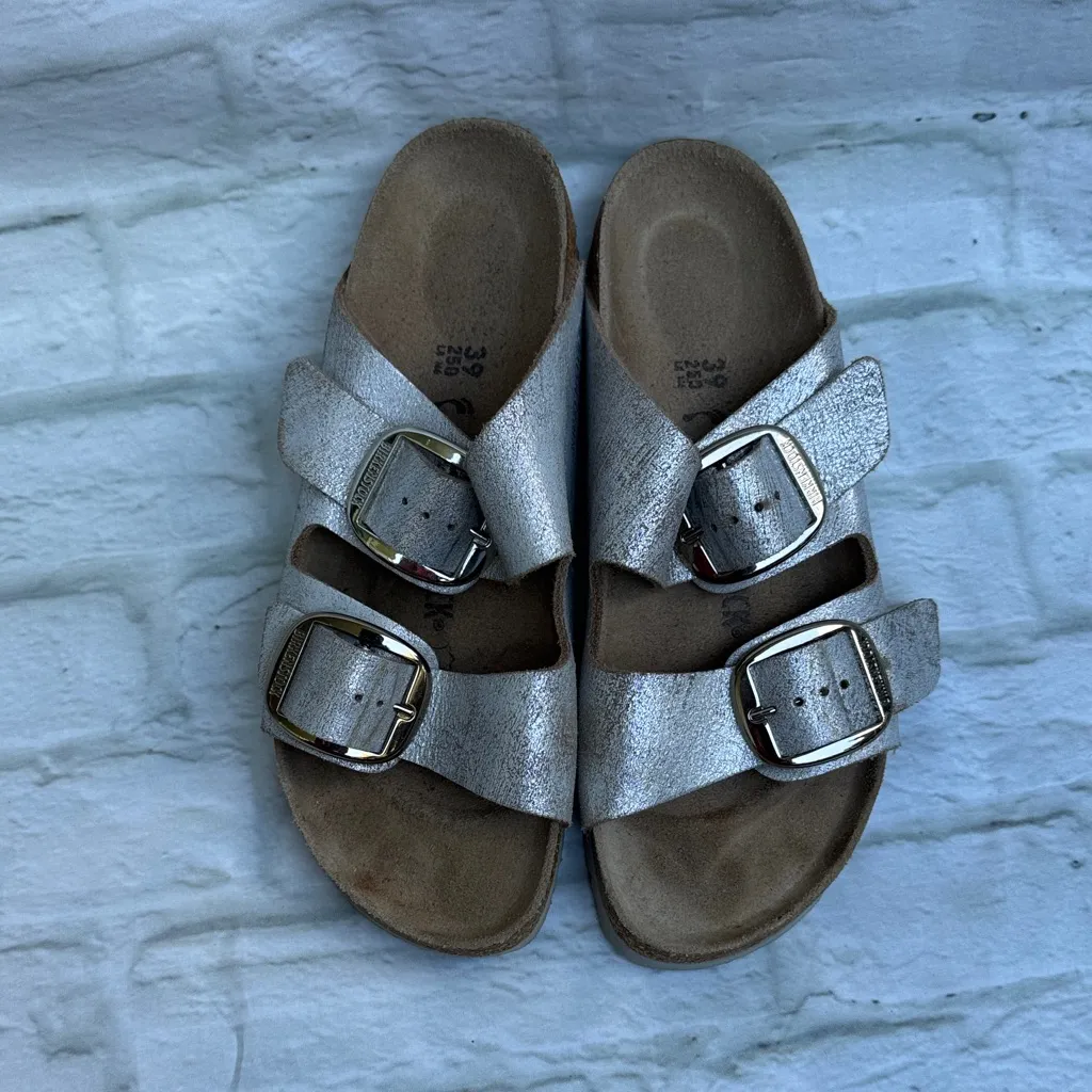 Birkenstock Women's Silver Sandals - Image 2