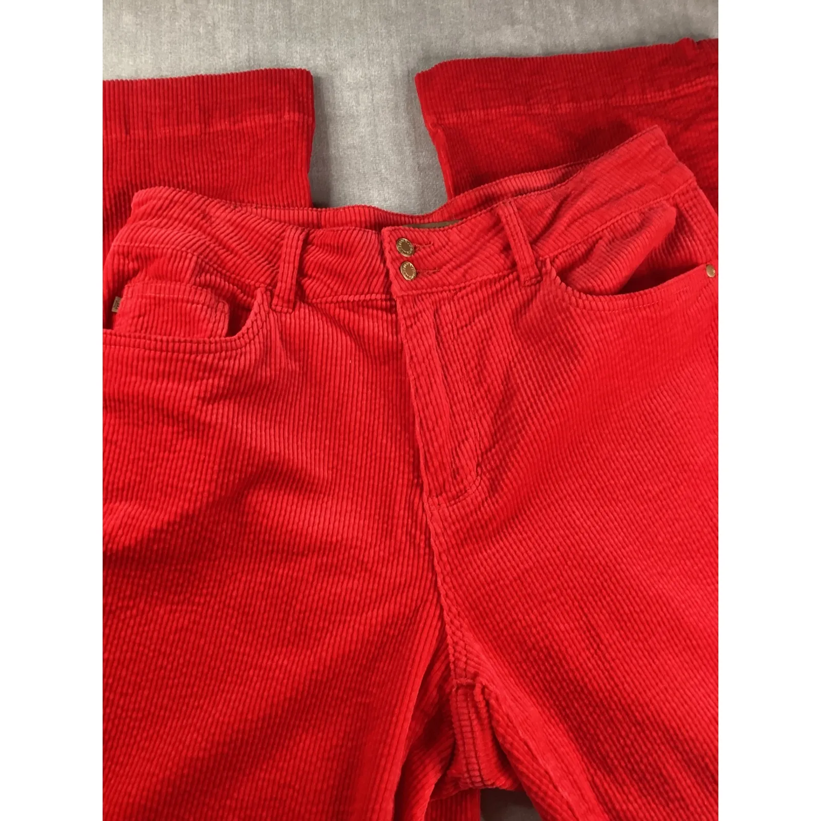 Judy Blue Red Corduroy Wide Leg Pants Women's 14W Flare Button Fly - Image 2