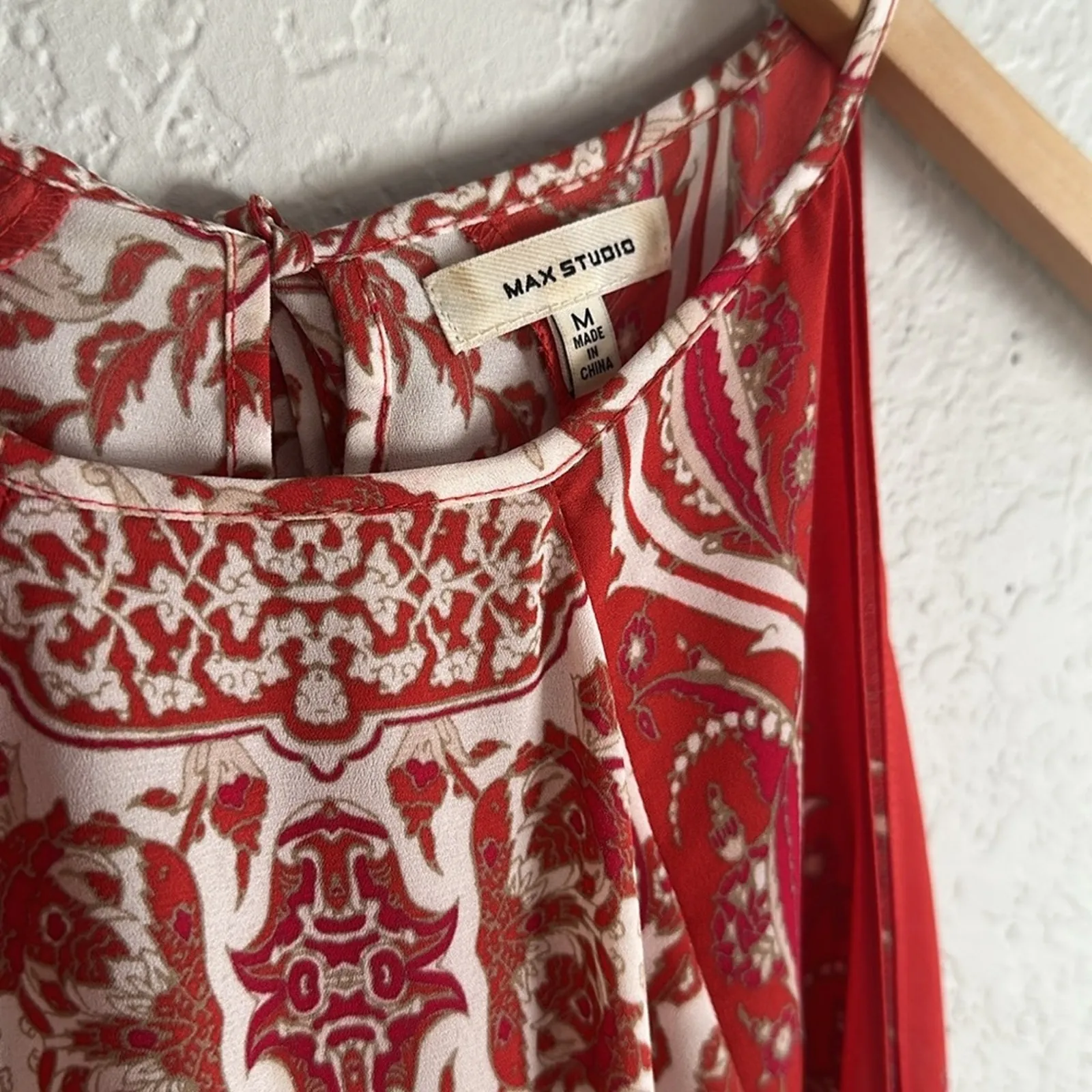 Max Studio Handkerchief Halter Dress Orange Aztec Swing Fall Cowgirl Resortwear - Image 5