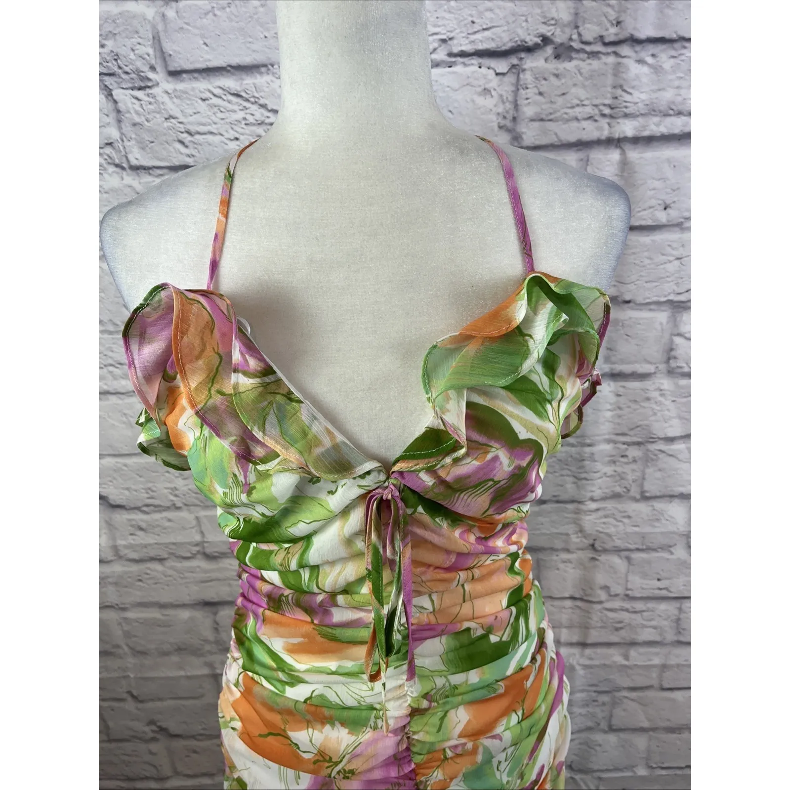 Lost & Wander NWT Fairycore Girly Chiffon Painterly Love Mini Dress Size Small - Image 2