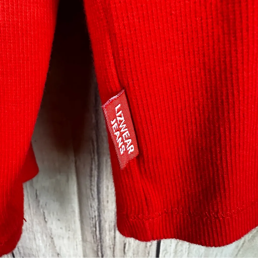 Vintage Liz Claiborne Lizwear Jeans Vibrant Red Mock Neck Shirt - Image 6