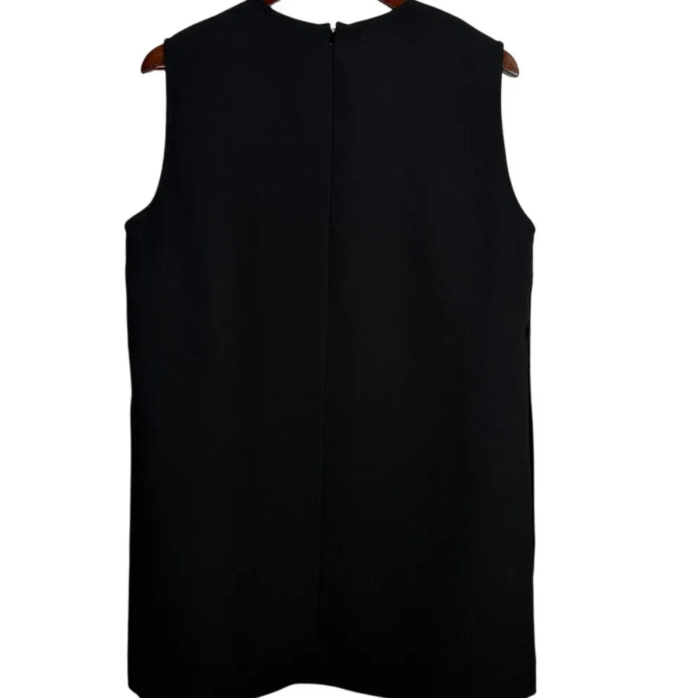 Zara Professional Sleeveless Sheath Mini Dress Raw Side Seams Detail XL Black - Image 16