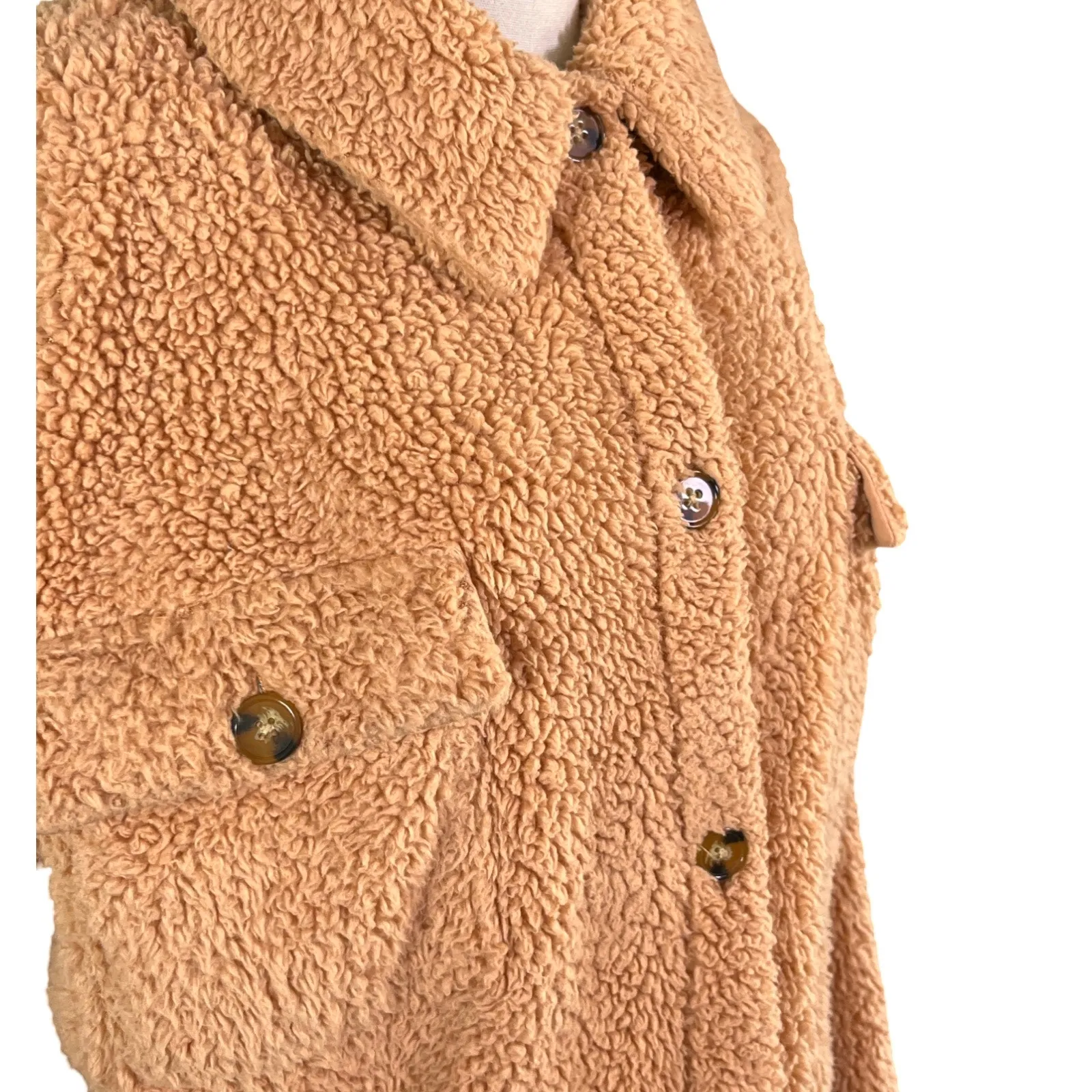 Billabong Teddy Fleece Sherpa Shacket Camel Tan Jacket Women’s Large ABJFT00187 - Image 8