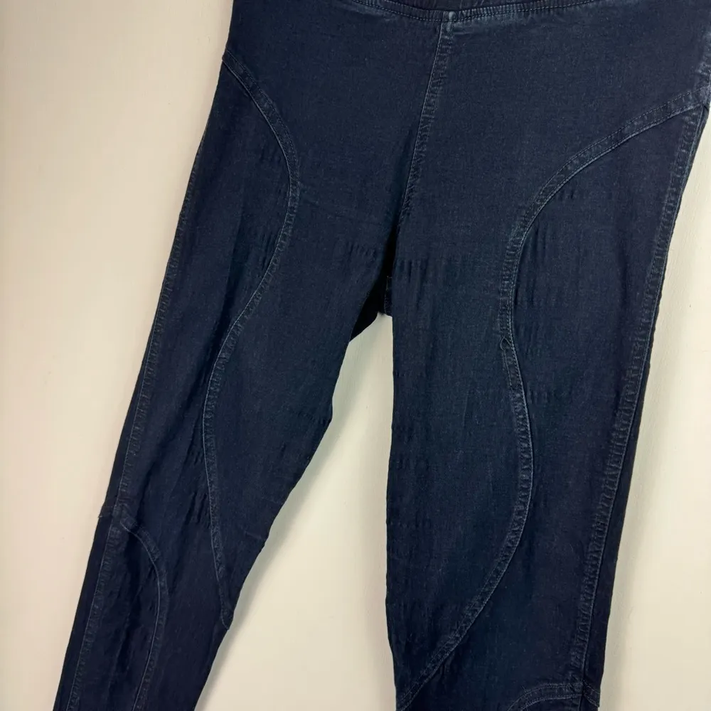 Praire Underground Nouveau Denim Leggings Sz Small Curve Seams Artsy Blue - Image 11