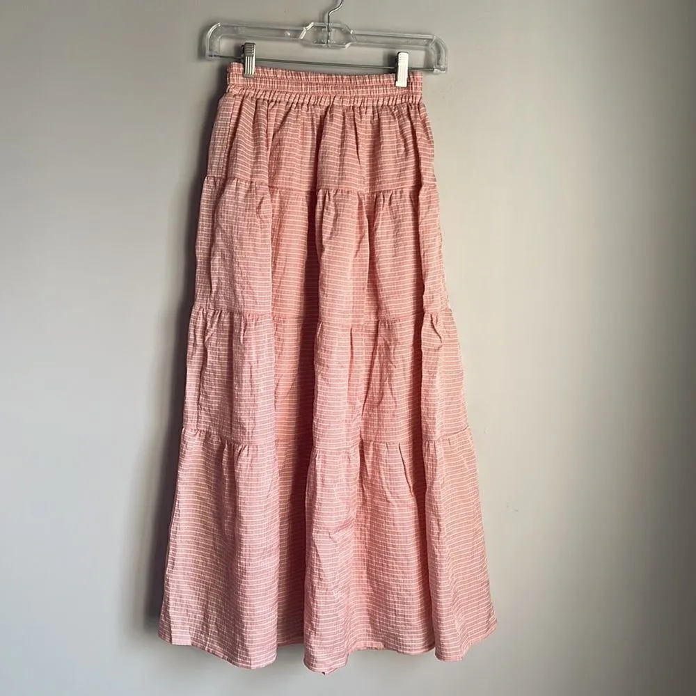 En Saison Riley Stripe Midi Skirt Pink - Image 3