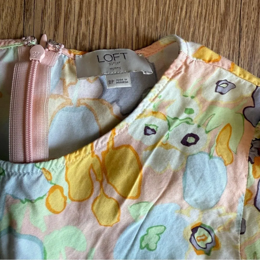 LOFT Floral Dress with Yellow and Green Accents Women's Size 8 P - Image 6