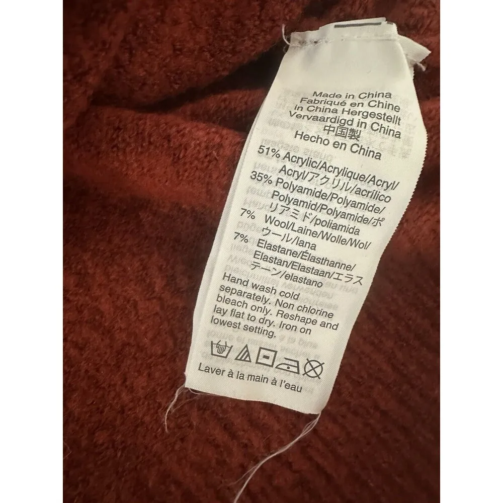 J Crew Cozy Vintage Rustic Burgundy Boho Button Sweater Soft Wool Blend Small - Image 5