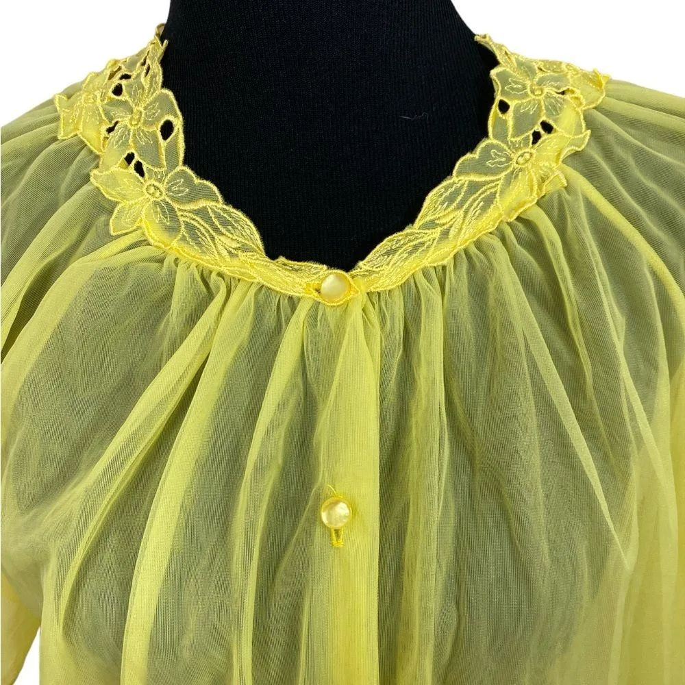 Vintage 50s 60s sheer yellow housecoat - Image 3