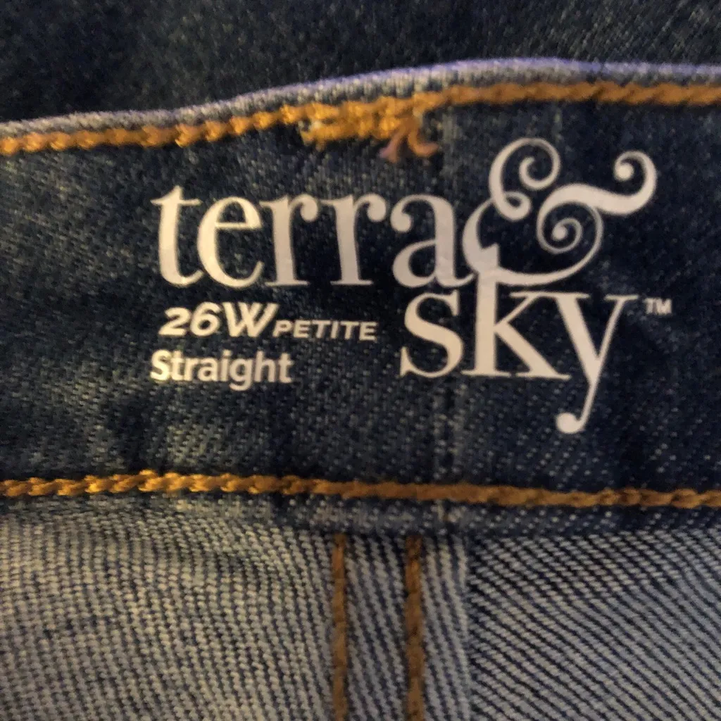 TERRA & SKY Womens Jeans Size 26W Petite High Rise Straight Leg Med Wash New - Image 6