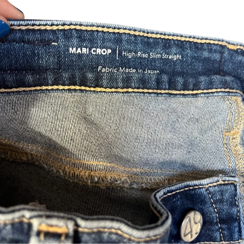 AG Adriano Goldschmied Blue Mari Crop High Rise Slim Straight Jeans sz 32 - Image 7