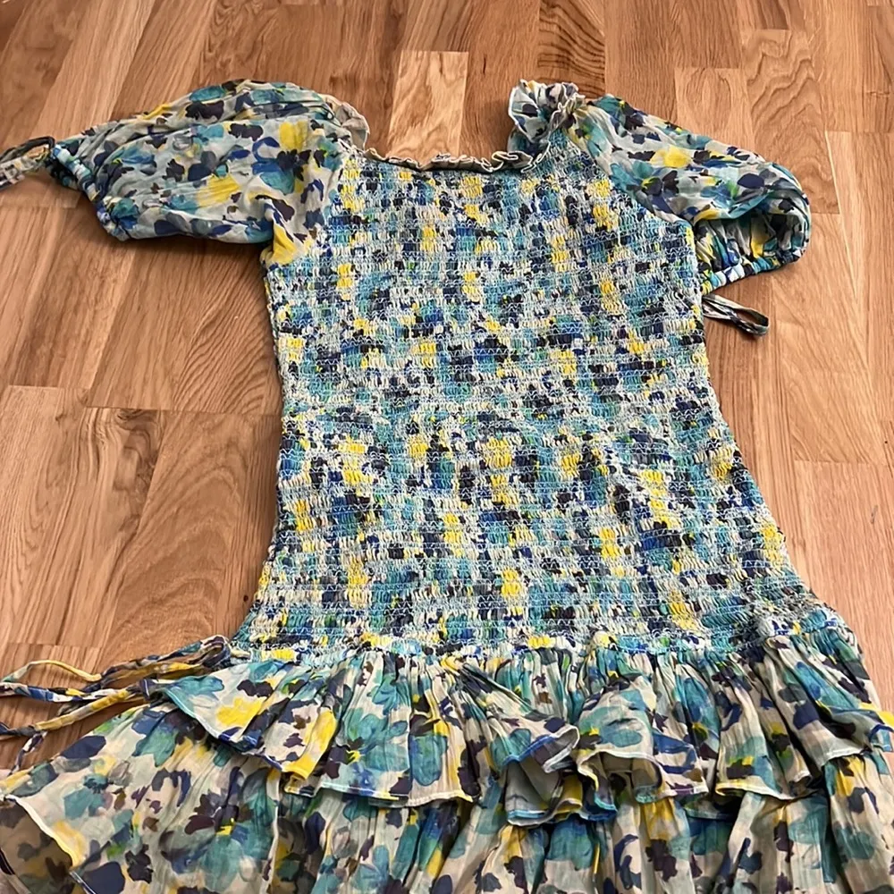 NWOT LoveShackFancy Violet mini ruffle dress smocked tie adjustable acai berry - Image 11