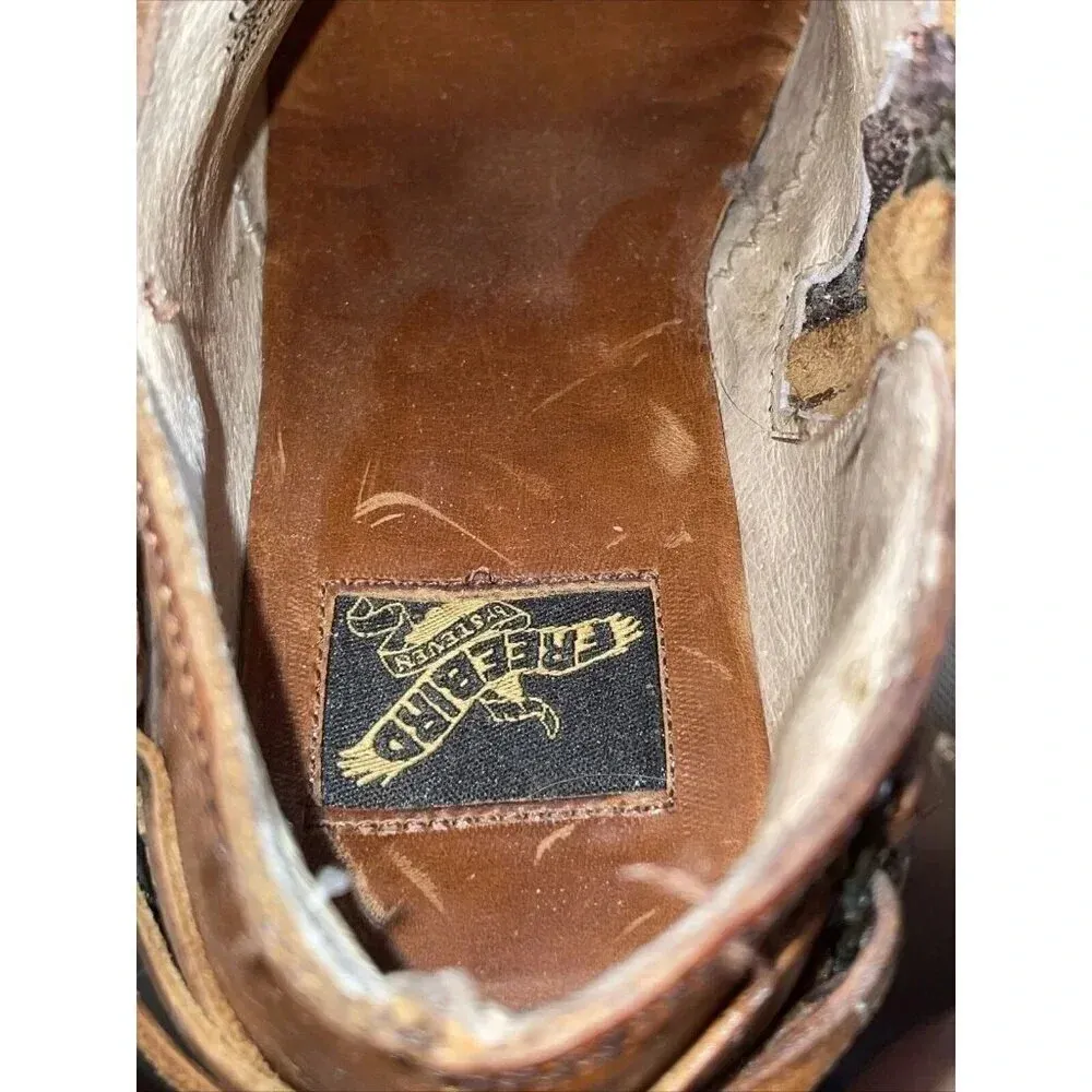 Freebird Sandi Size 6 Brown Leather Distressed Strappy Zip Heel‎ Bootie Western - Image 8