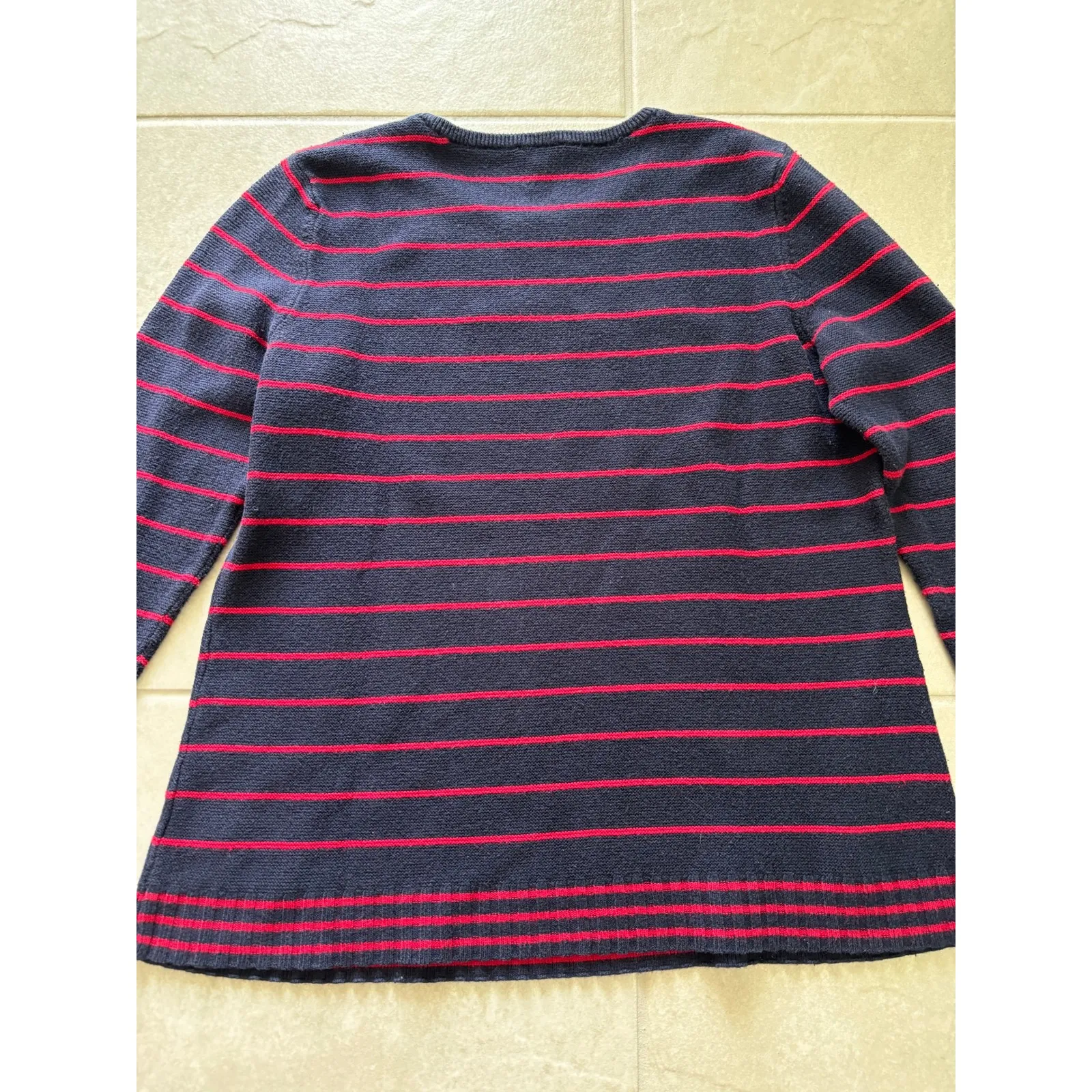 Talbots Sweater‎ Womens PL Blue Red Stripe Nautical Preppy Old Money Timeless - Image 4