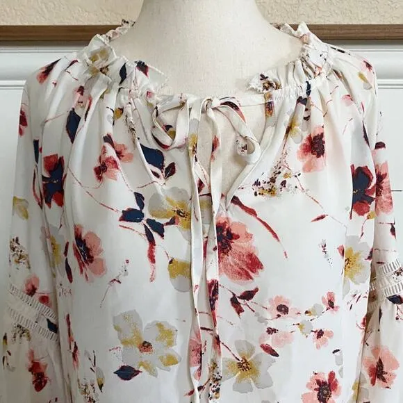 En Creme flowy boho balloon sleeve peasant blouse‎ Pink - Image 7