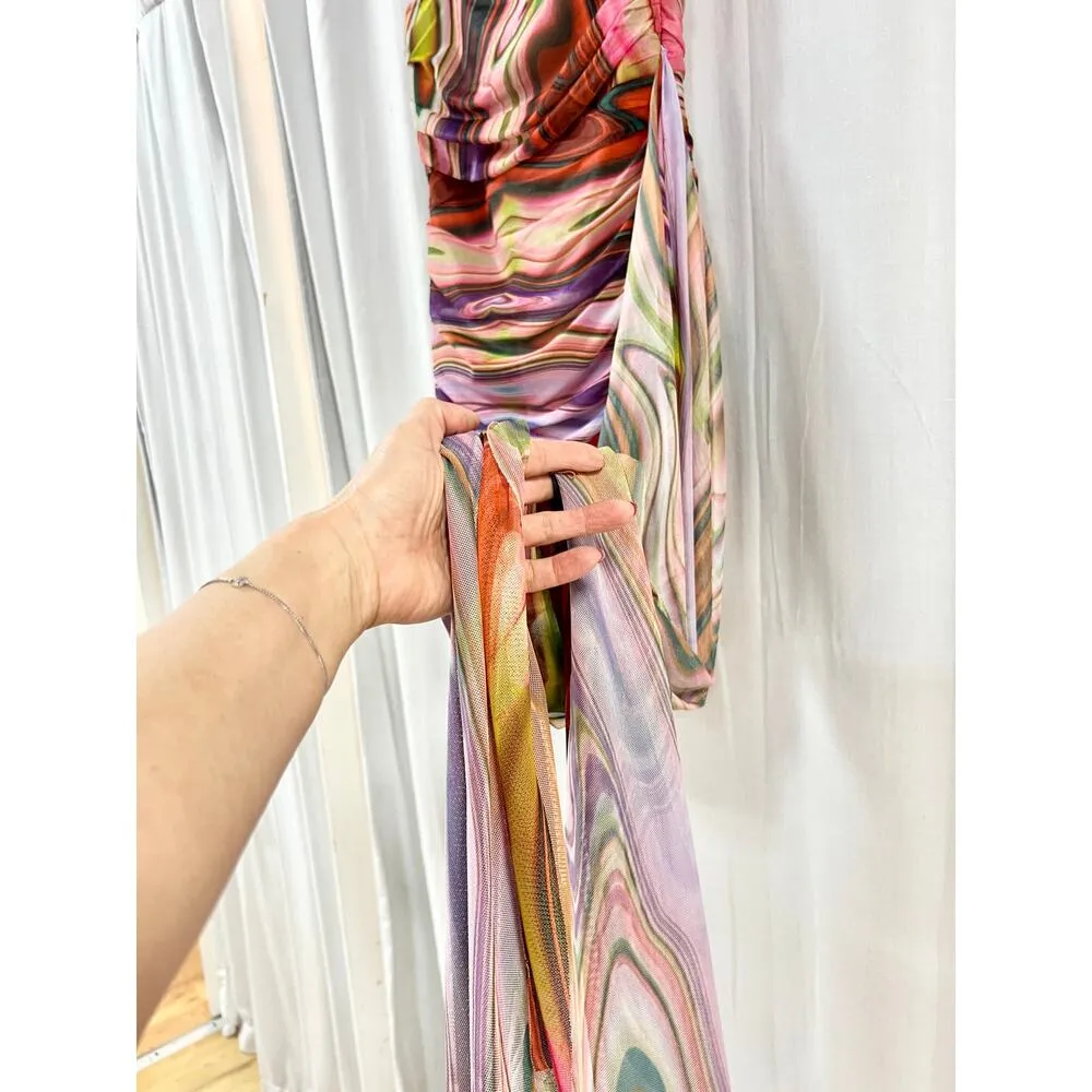 Elliatt Nala Strapless Ruched Mini Dress with Side Sash Multi Women's Size M - Image 4