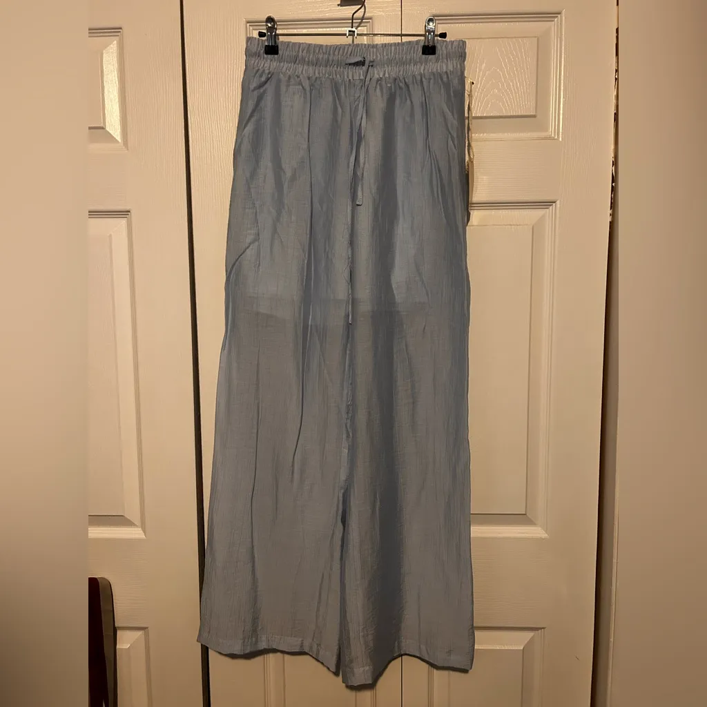 Love Notes Light Blue Straight Leg pants and button down top - Image 3