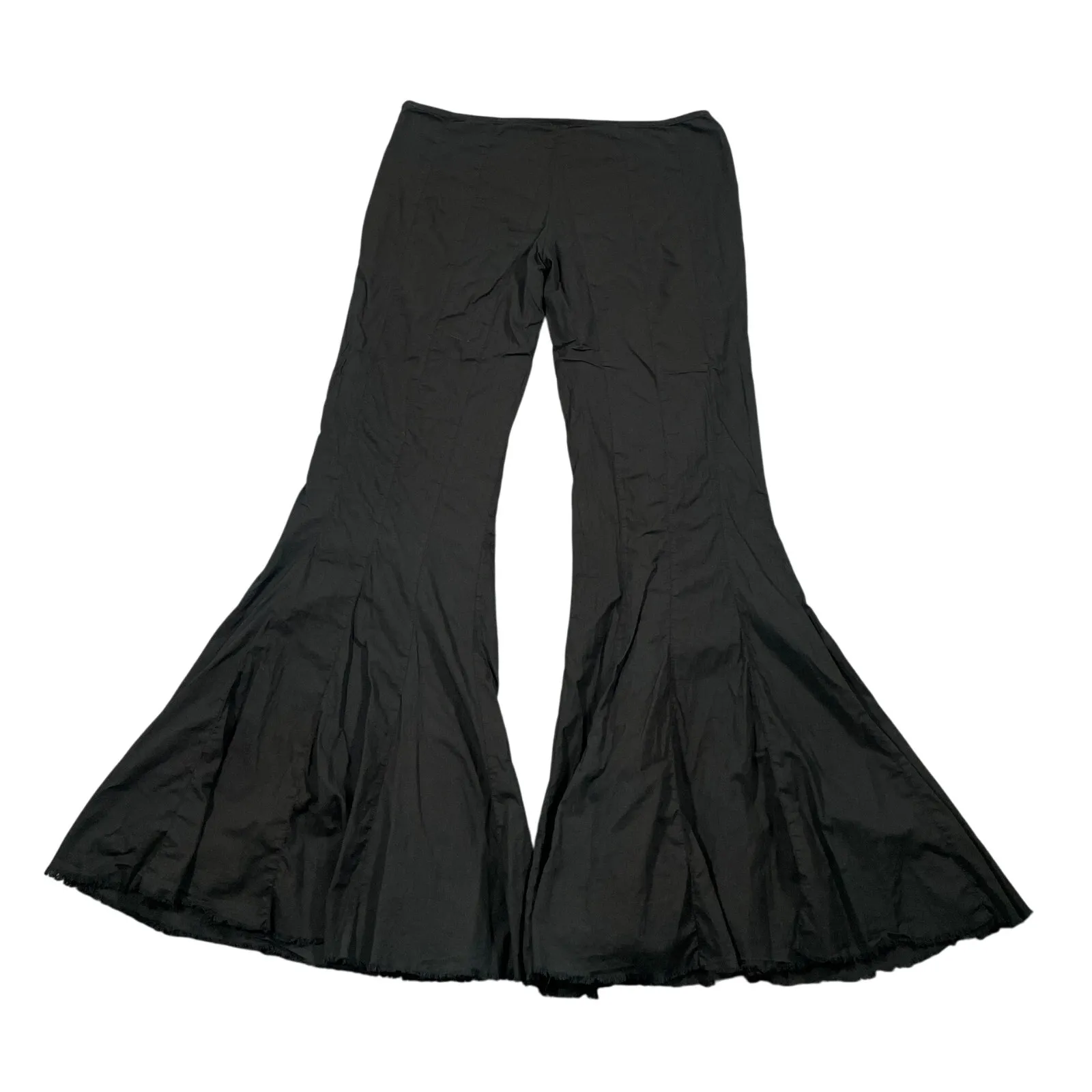 Jarbo Pants 34 US 4 Black Bell Bottom Flared Luxury Statement Boho Pima Cotton - Image 2