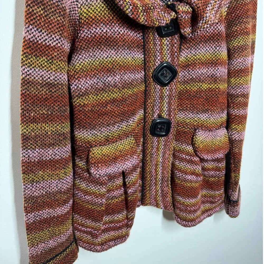 Vintage Avette Cardigan Women L Mohair Button Pocket Y2K Knit Puff Collar 90s Brown Size L - Image 6