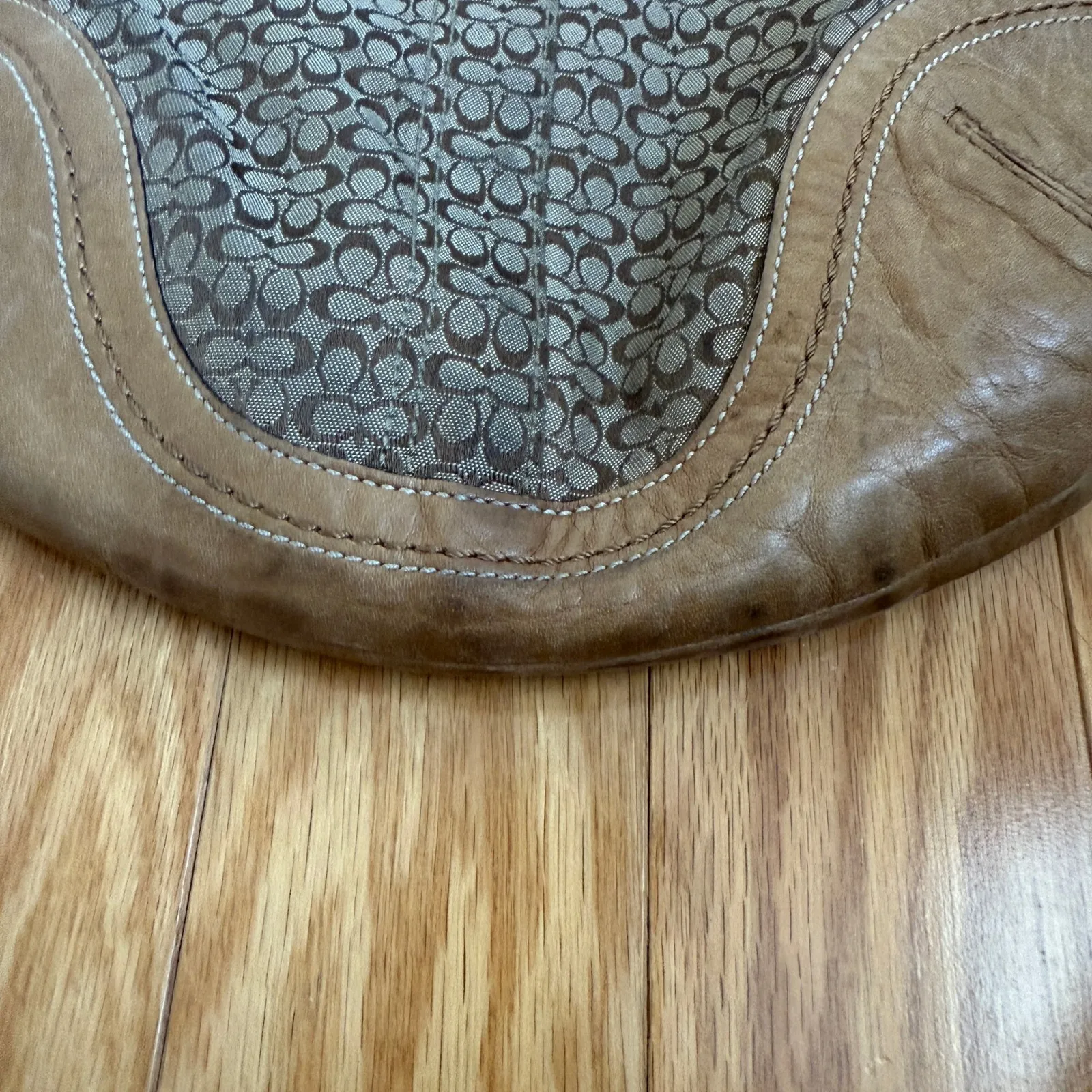 Coach VINTAGE Hobo Shoulder Bag 6351 Tan Signature Canvas Leather Trim Purse Y2K - Image 4