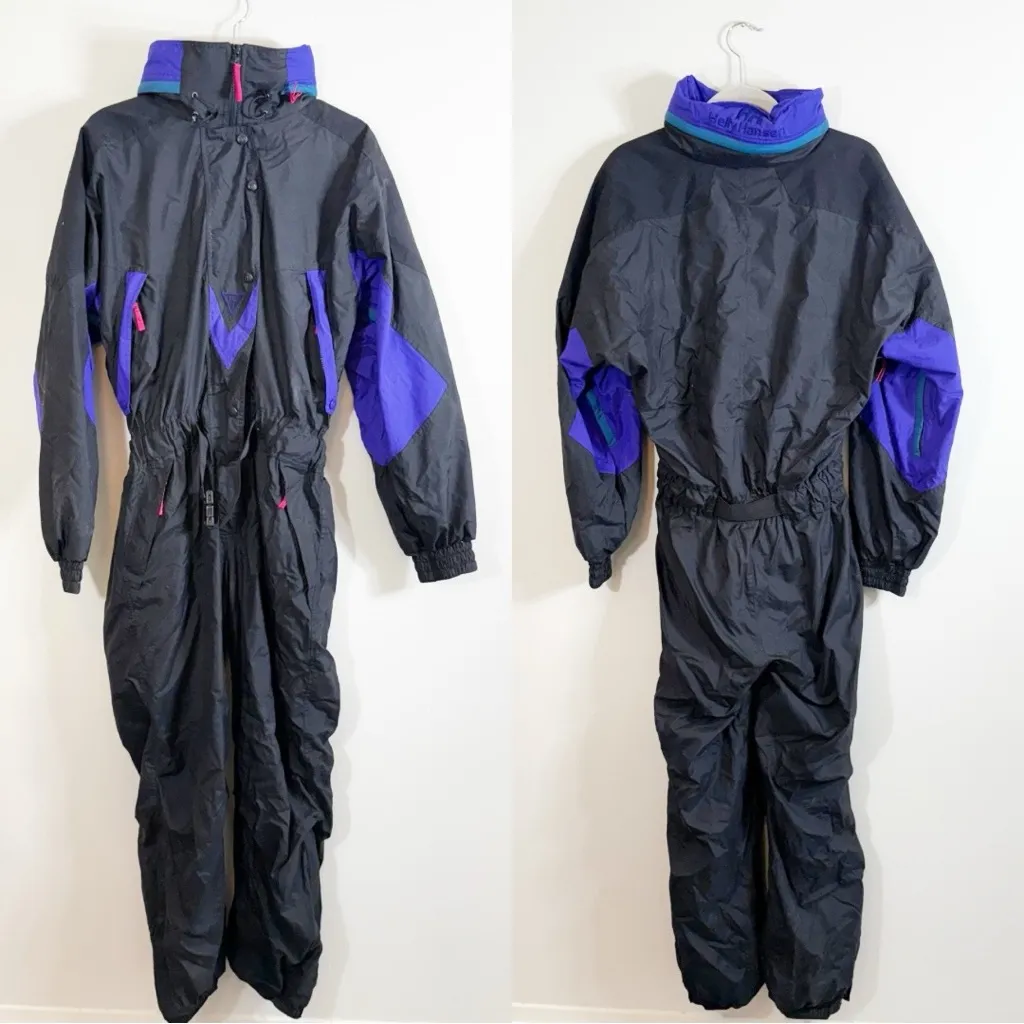 Helly Hansen  Vintage Transitional Ski Suit Snowboard Black Purple Large - Image 2