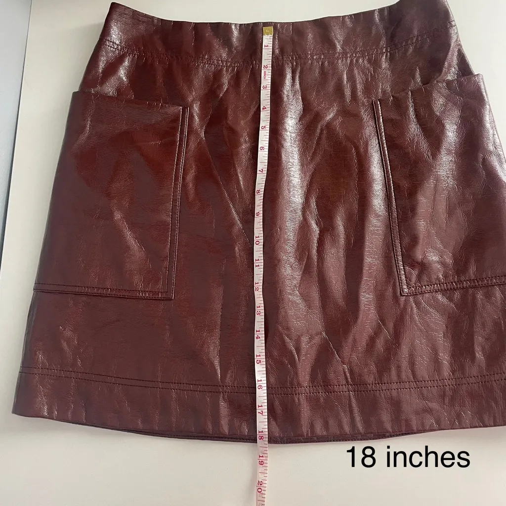 Anthropologie Maeve faux patent leather mini skirt - Image 6